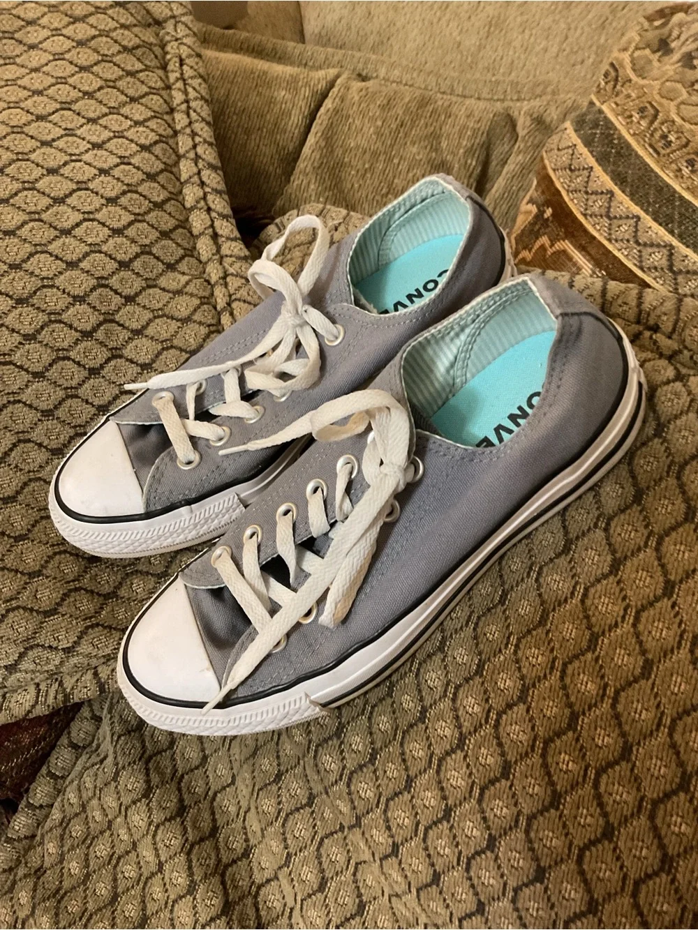 Converse All Star Double Tongue Womens Size 7 Sneakers Gray & Aqua